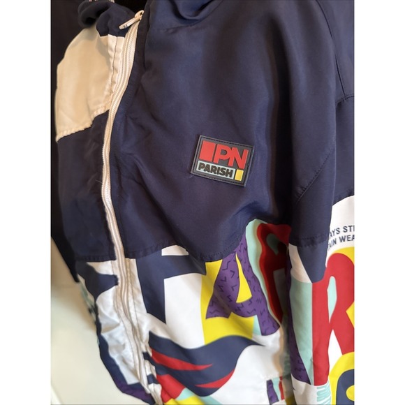 Parish Nation Track Suit Sz Large Pant Med Jacket Blue W Geometric Print Retro - Picture 3 of 16